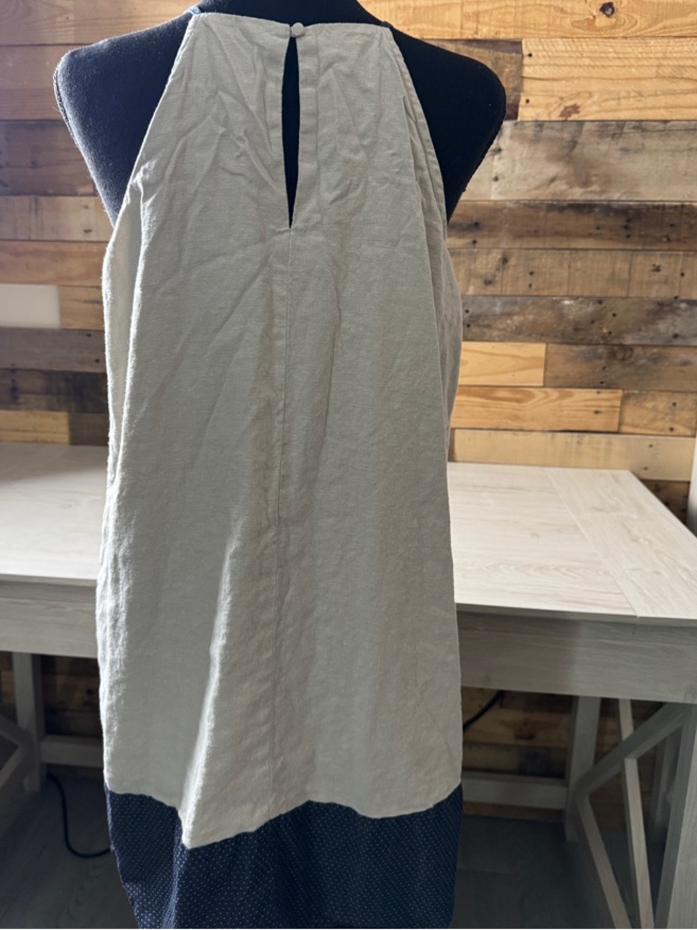 LOFT Cream Halter Mini Dress with Navy Floral Print - Picture 3 of 5